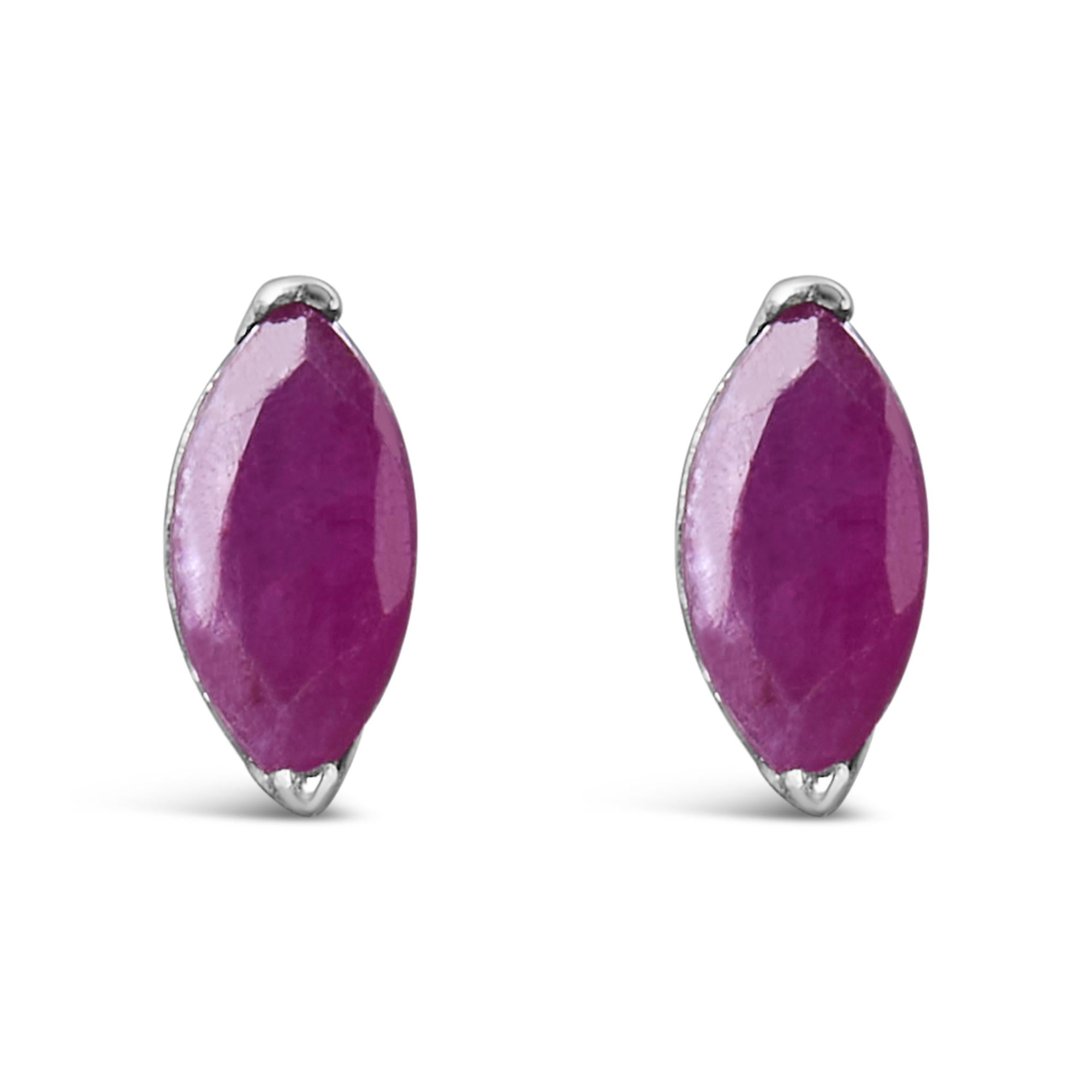 Pendientes solitarios de rubí rosa de 1/2 quilates en plata de ley 925 - Friggin Jewelry