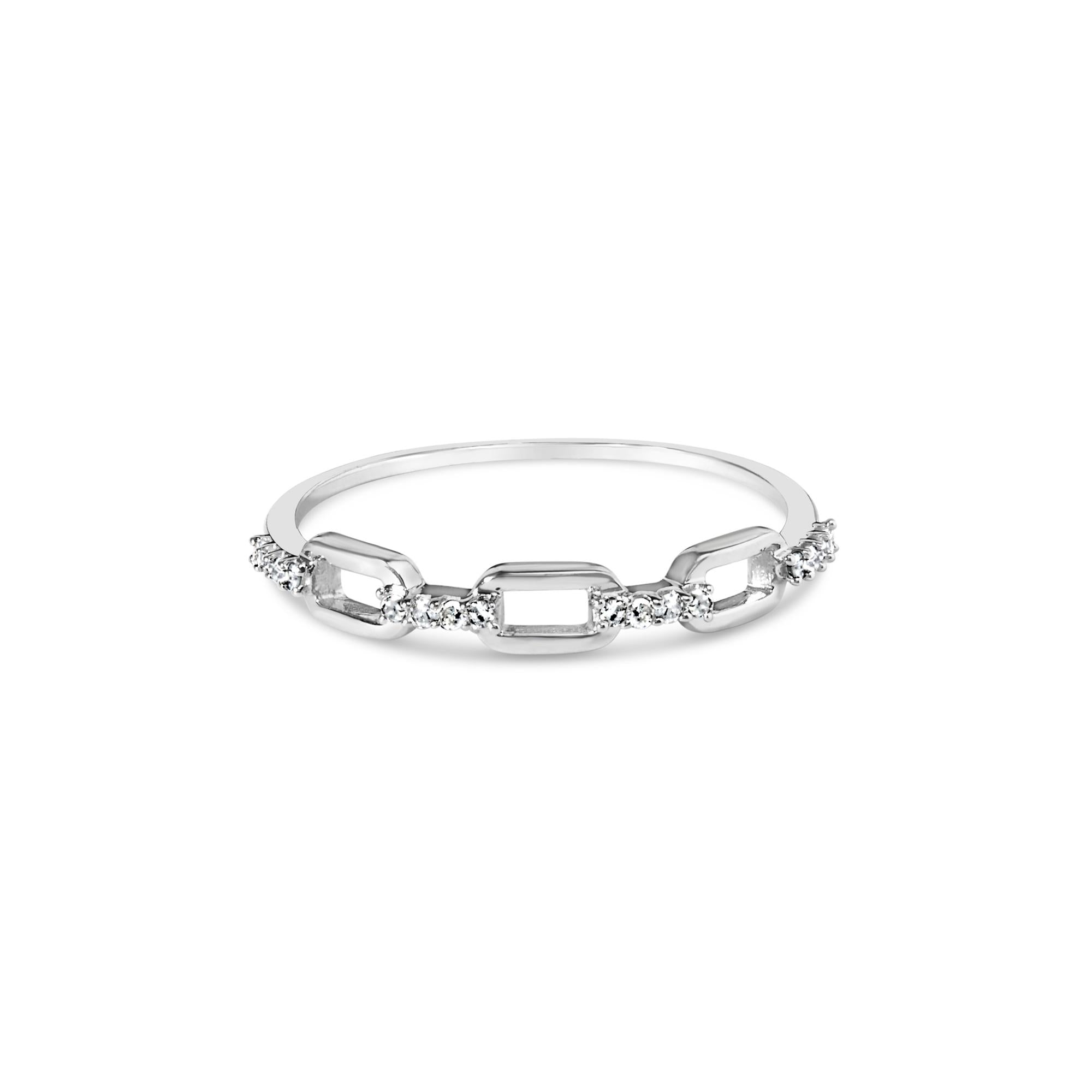 .925 Sterling Silver Diamond Accent Paperclip Band Ring (I-J Color, I2-I3 Clarity) - Friggin Jewelry