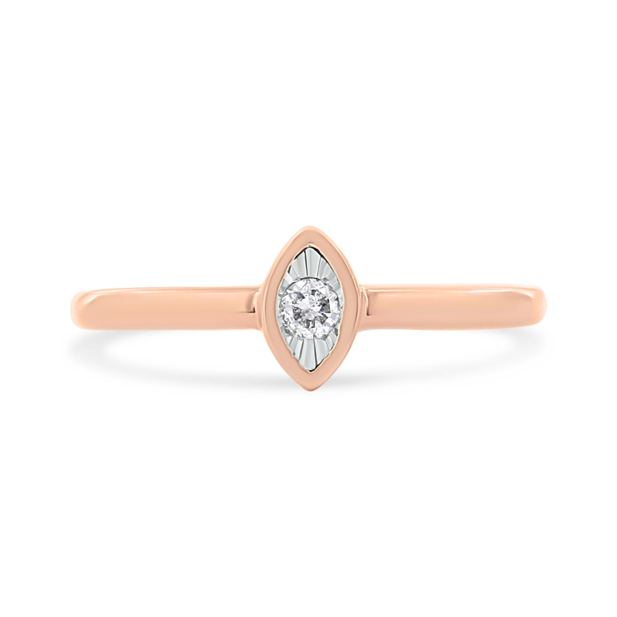 Anillo de compromiso en plata de ley 925 bañado en oro rosa de 14 quilates con detalles de diamantes en forma de pera (color JK, claridad I1-I2) - Friggin Jewelry