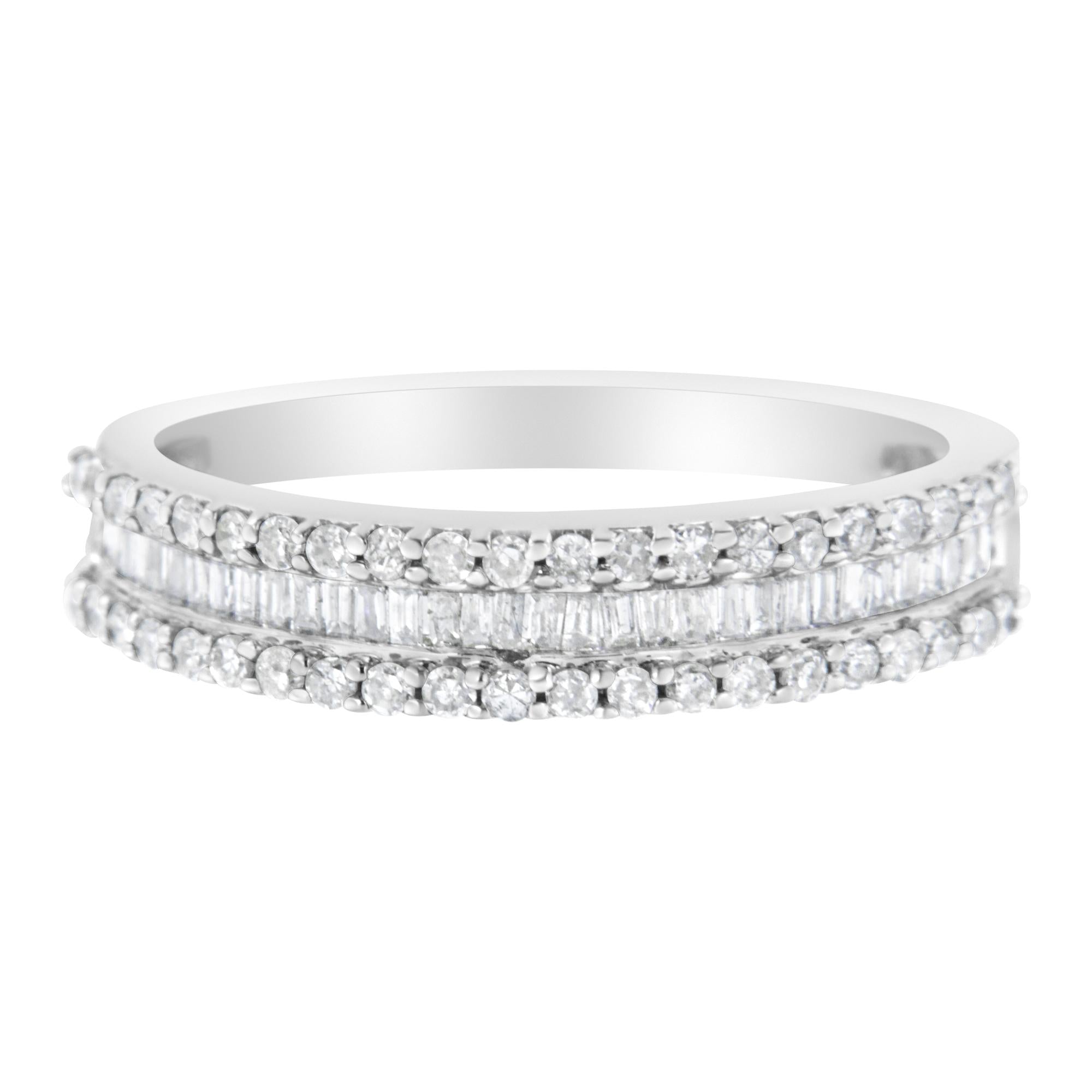 Anello moderno a fascia in oro bianco 14 carati con diamanti da 1/2 carati (colore HI, purezza SI2-I1) - Friggin Jewelry