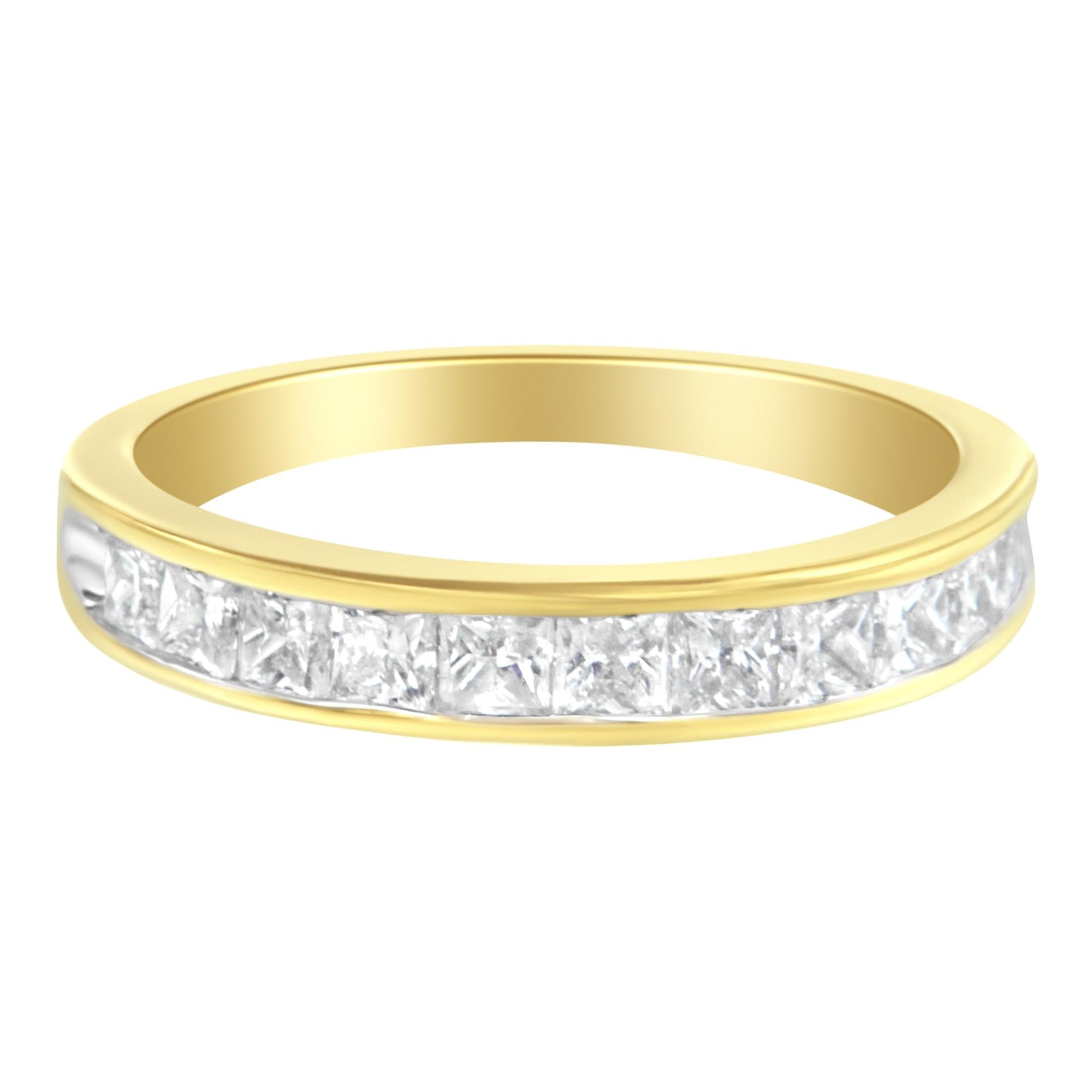 Anillo de oro blanco de 18 quilates con diamantes de talla princesa para mujer (1 ct, color GH, claridad SI1-SI2) - Friggin Jewelry