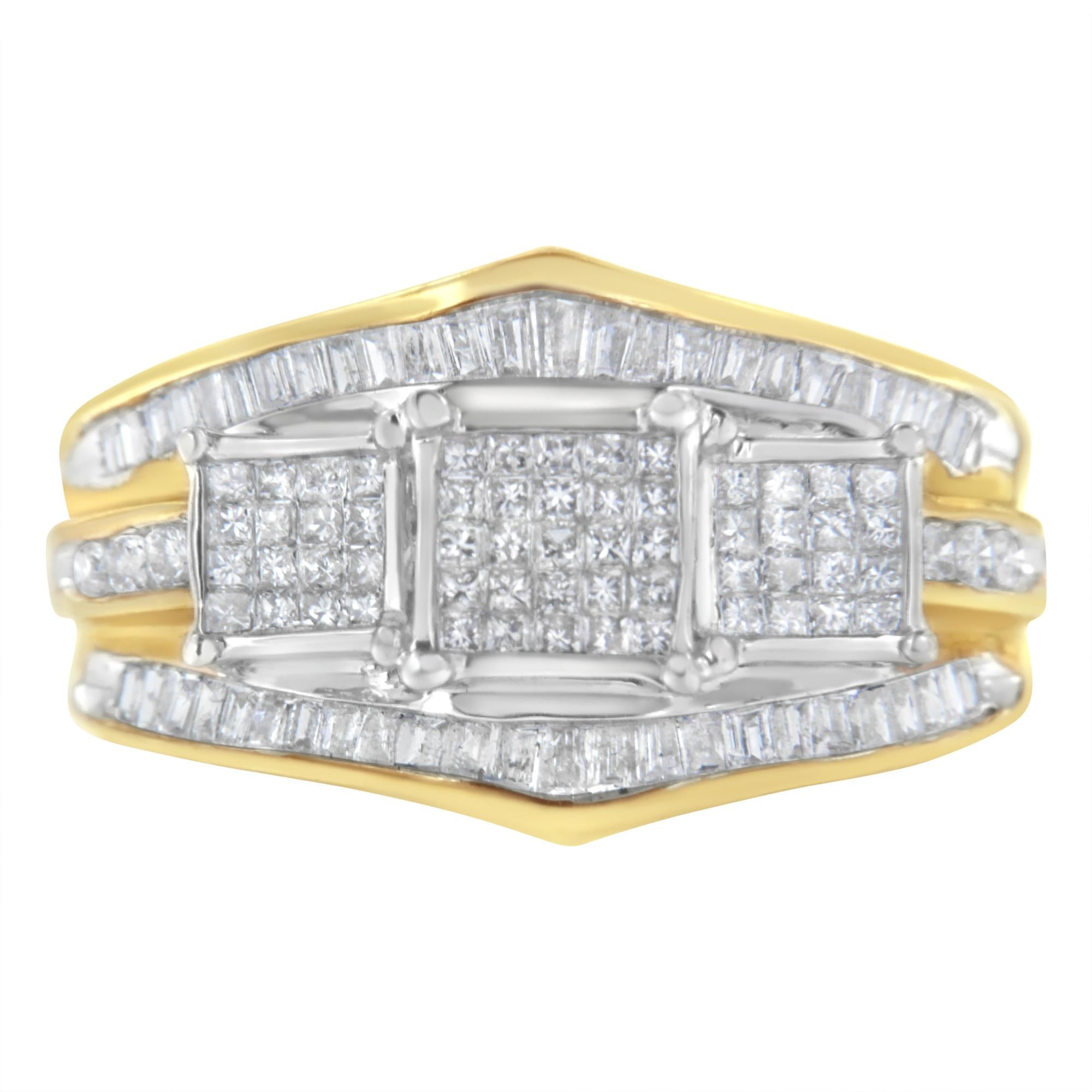 Anello in oro bicolore 10 carati con diamanti (1 carato, colore HI, purezza SI1-SI2) - Friggin Jewelry