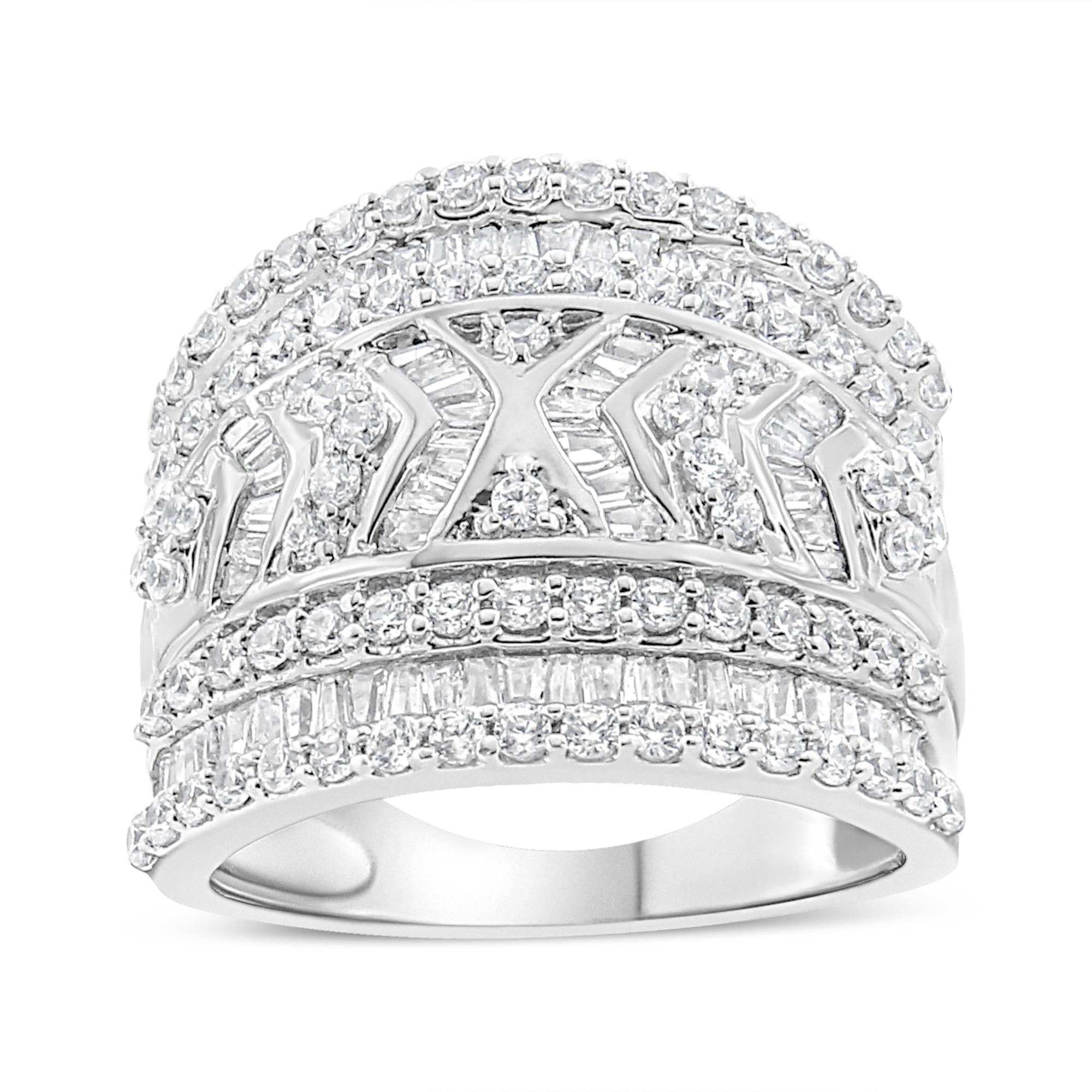 Anello a fascia multifila in argento sterling 925 con diamanti da 2,0 carati (colore JK, purezza I3) - Friggin Jewelry