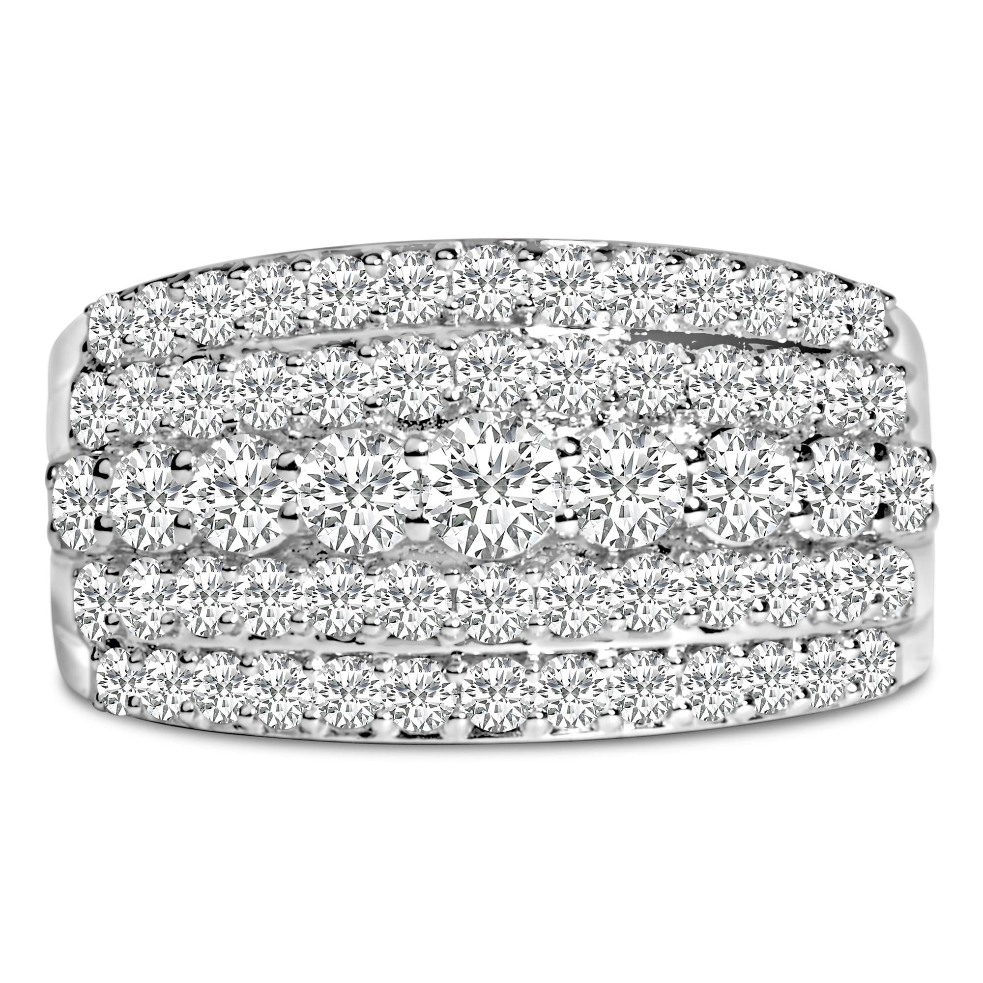 .925 Sterling Silver 2.00 Carat Lab Grown Diamond Multi Row Band Ring - Friggin Jewelry