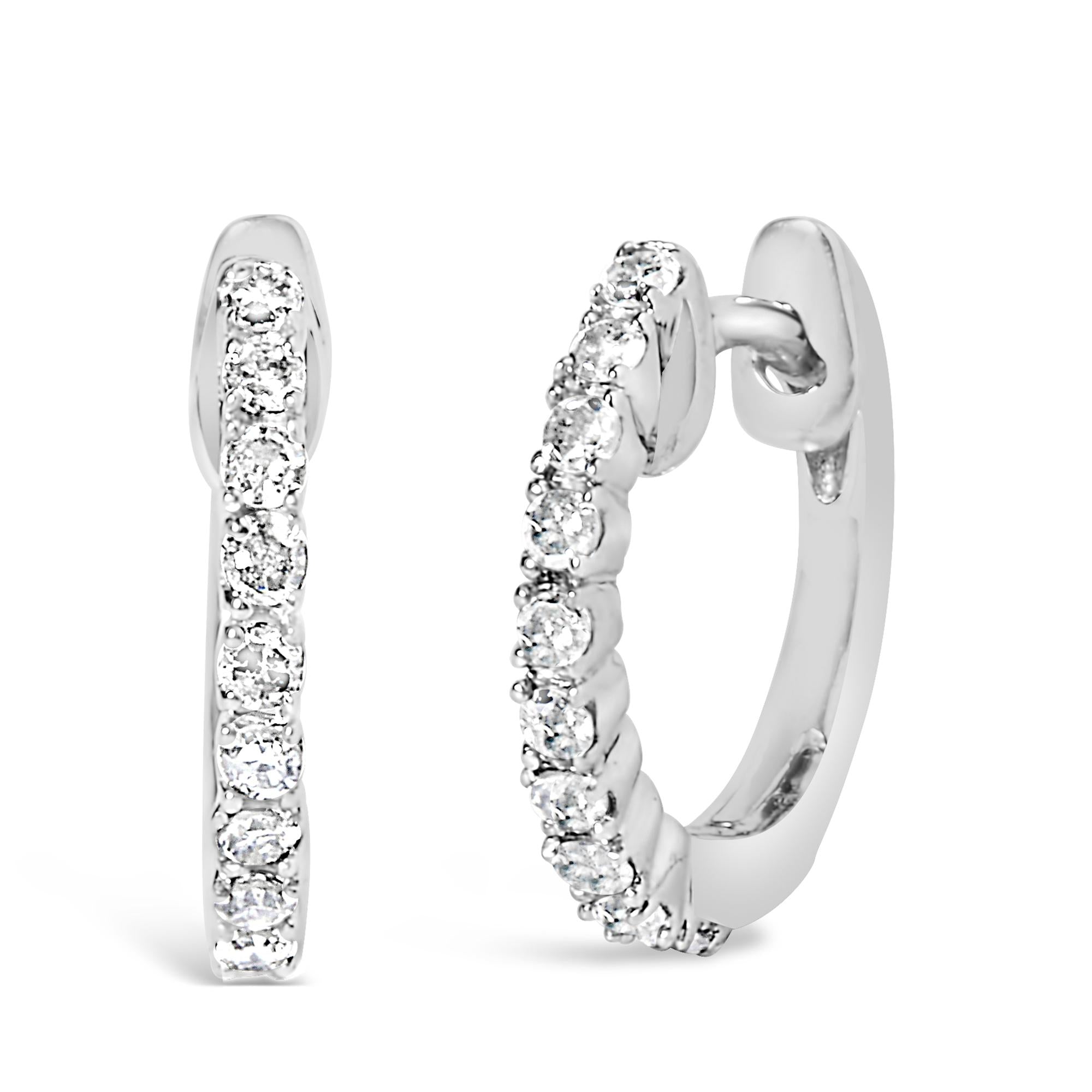 Orecchini a cerchio piccoli in argento sterling 925 con diamanti da 1/6 carati (colore IJ, purezza I2-I3) - Friggin Jewelry