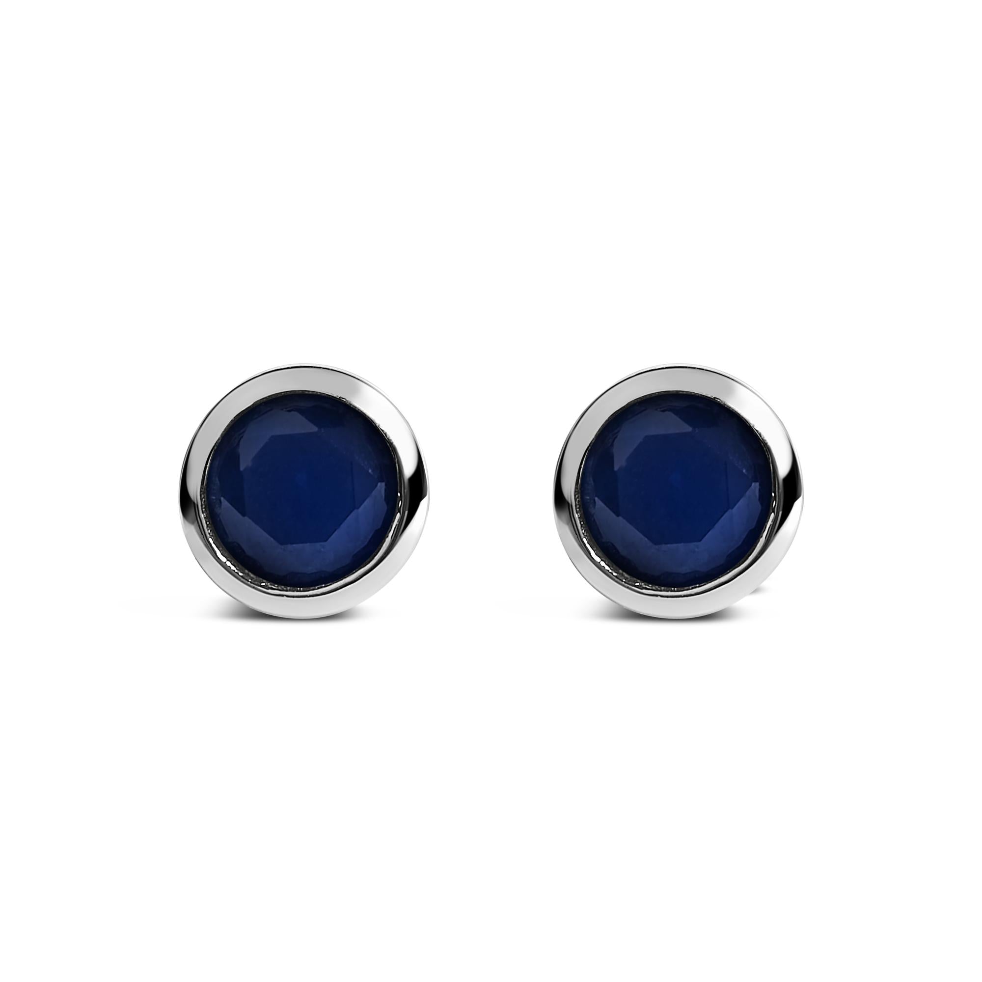 Pendientes solitarios de plata de ley 925 de 6 mm con gema creada engastada en bisel - Friggin Jewelry