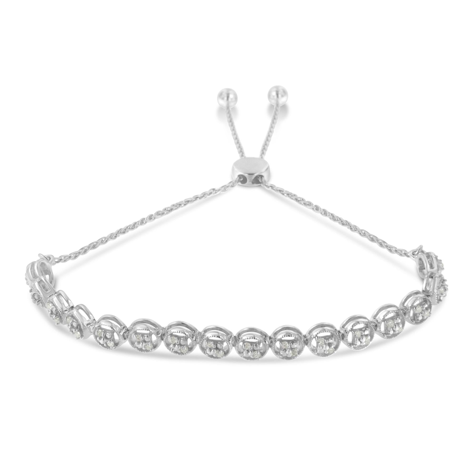 Bracciale Bolo in argento sterling con diamanti (0,25 carati, colore IJ, purezza I3) - Friggin Jewelry
