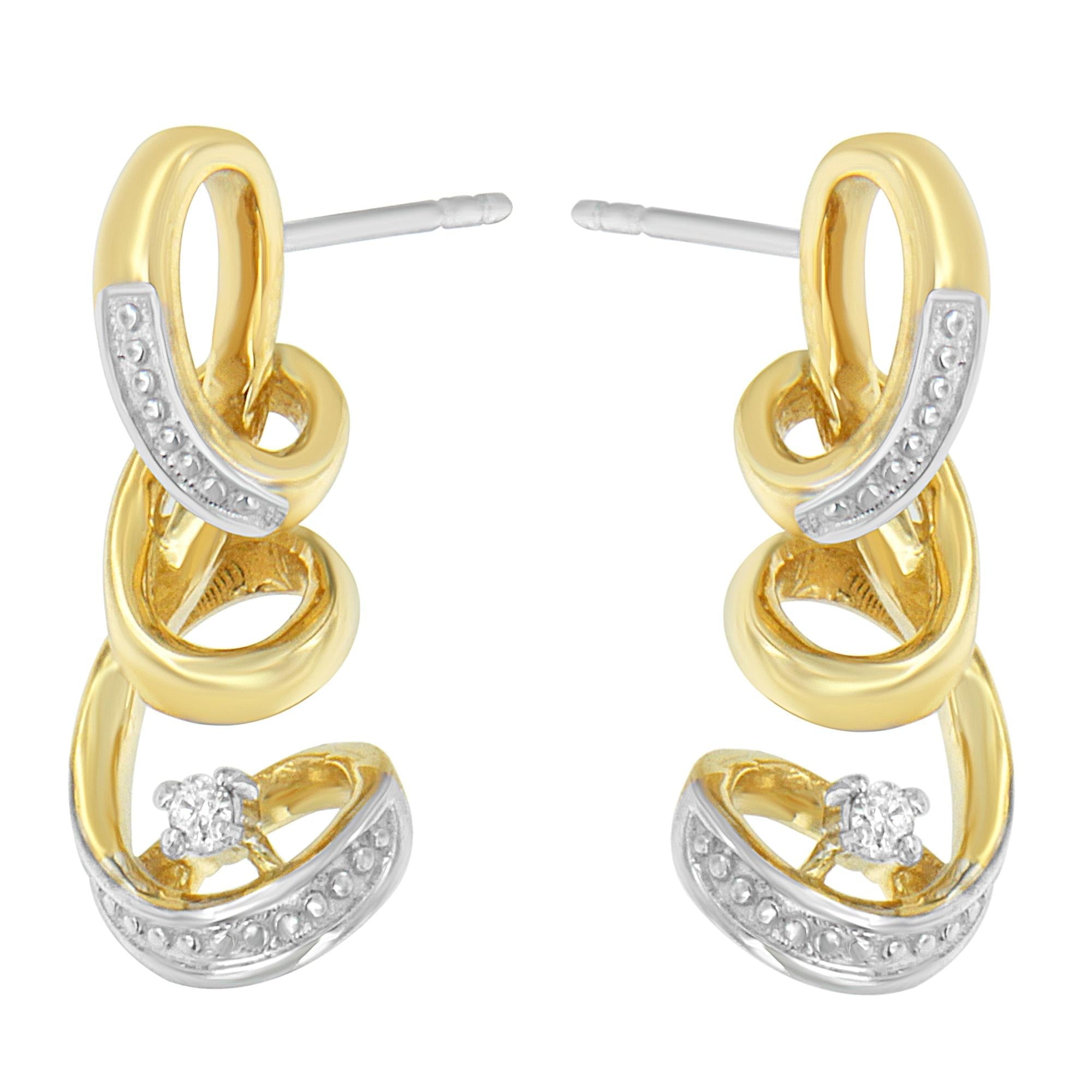 Espira 10K Two Tone Gold Round cut Diamond Earring (0.05 cttw, J-K Color, I2-I3 Clarity) - Friggin Jewelry