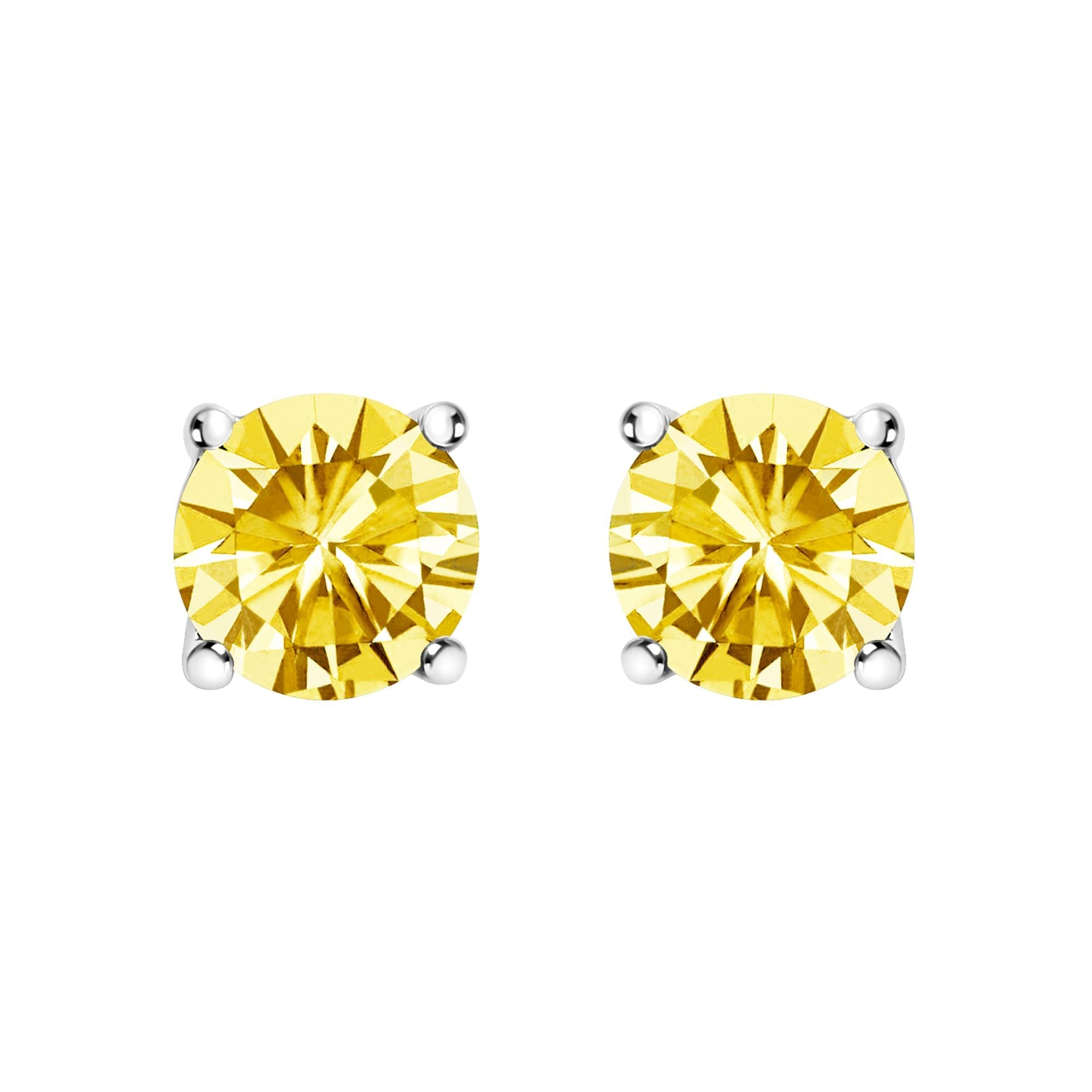 Aretes solitarios de diamantes amarillos cultivados en laboratorio en oro de 14 quilates - Friggin Jewelry