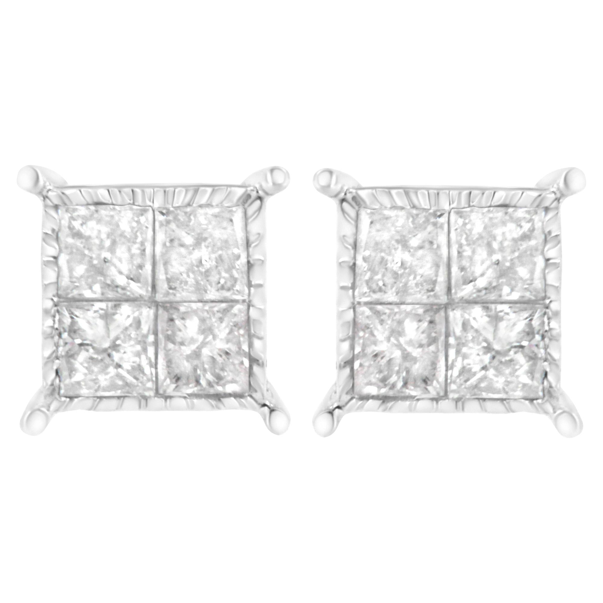 Sterling Silver 3/4 cttw Composite Diamond Stud Earrings (I-J, I2-I3) - Friggin Jewelry