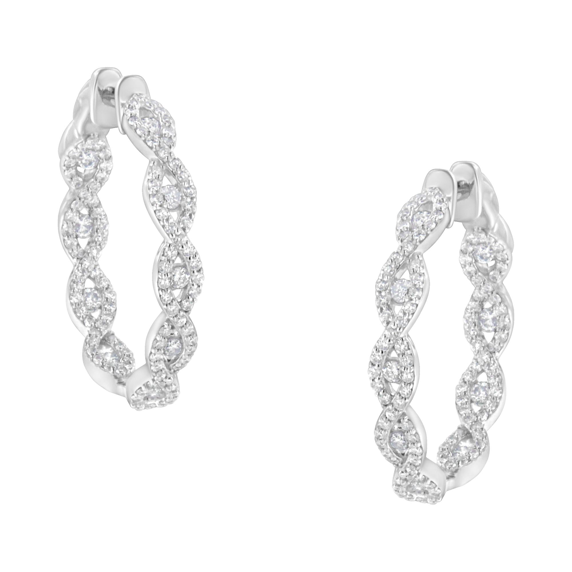 Aros de diamantes en oro blanco de 10 quilates (1 1/2 ct, color HI, claridad I1-I2) - Friggin Jewelry