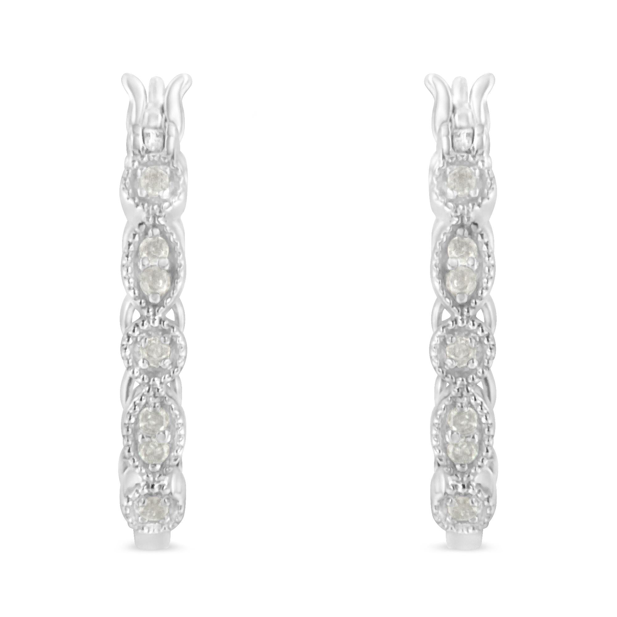 Aro de plata de ley 925 con diamantes milgrain de 1/6 ct (color IJ, claridad I3) - Friggin Jewelry