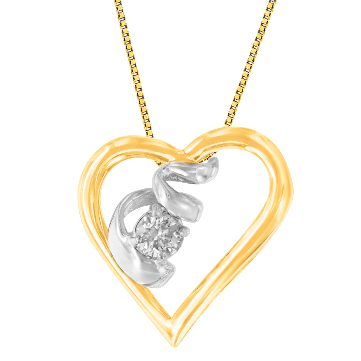Collar Espira con colgante de diamantes de 1/10 ct en oro bicolor de 10 quilates (IJ, I2-I3) - Friggin Jewelry