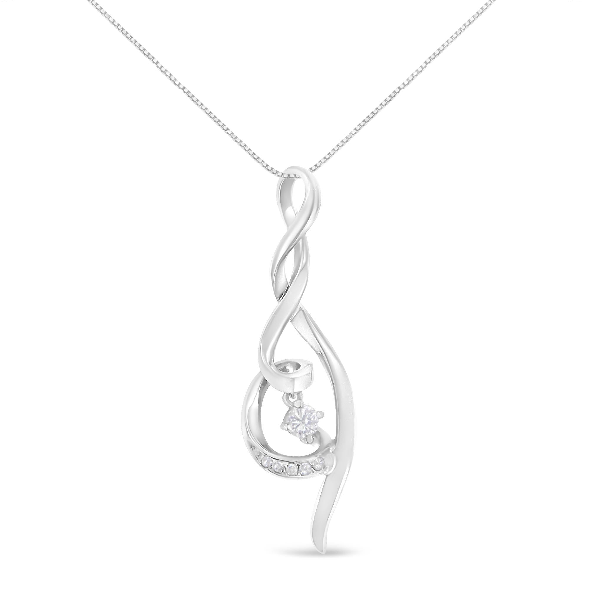 Espira 10K White Gold 1/10 cttw Diamond Swirl Pendant Necklace (I-J, I1-I2) - Friggin Jewelry