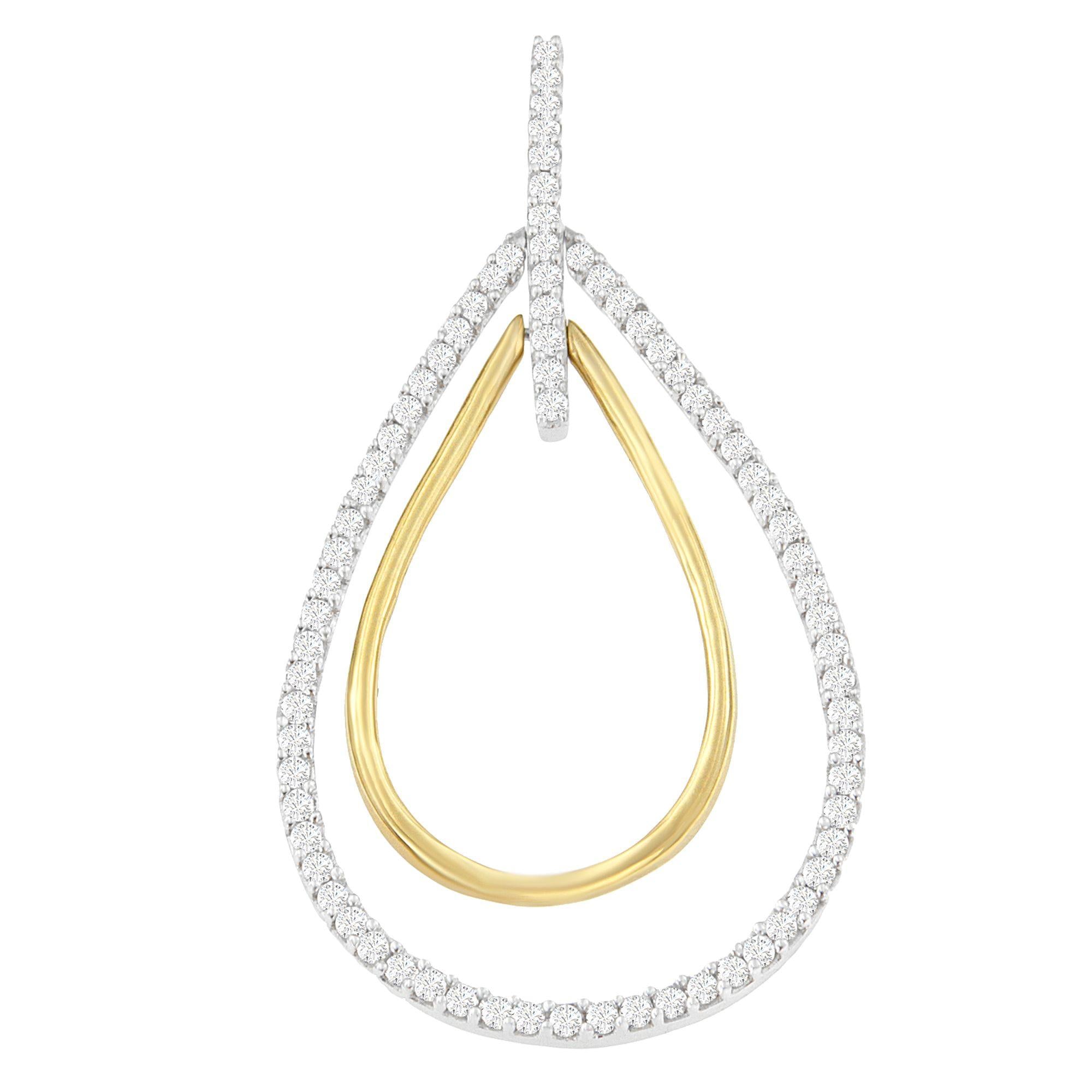 Collana con pendente a doppia esplosione di diamanti taglio rotondo in oro bicolore 14K (1,00 cttw, colore HI, purezza SI2-I1) - Friggin Jewelry