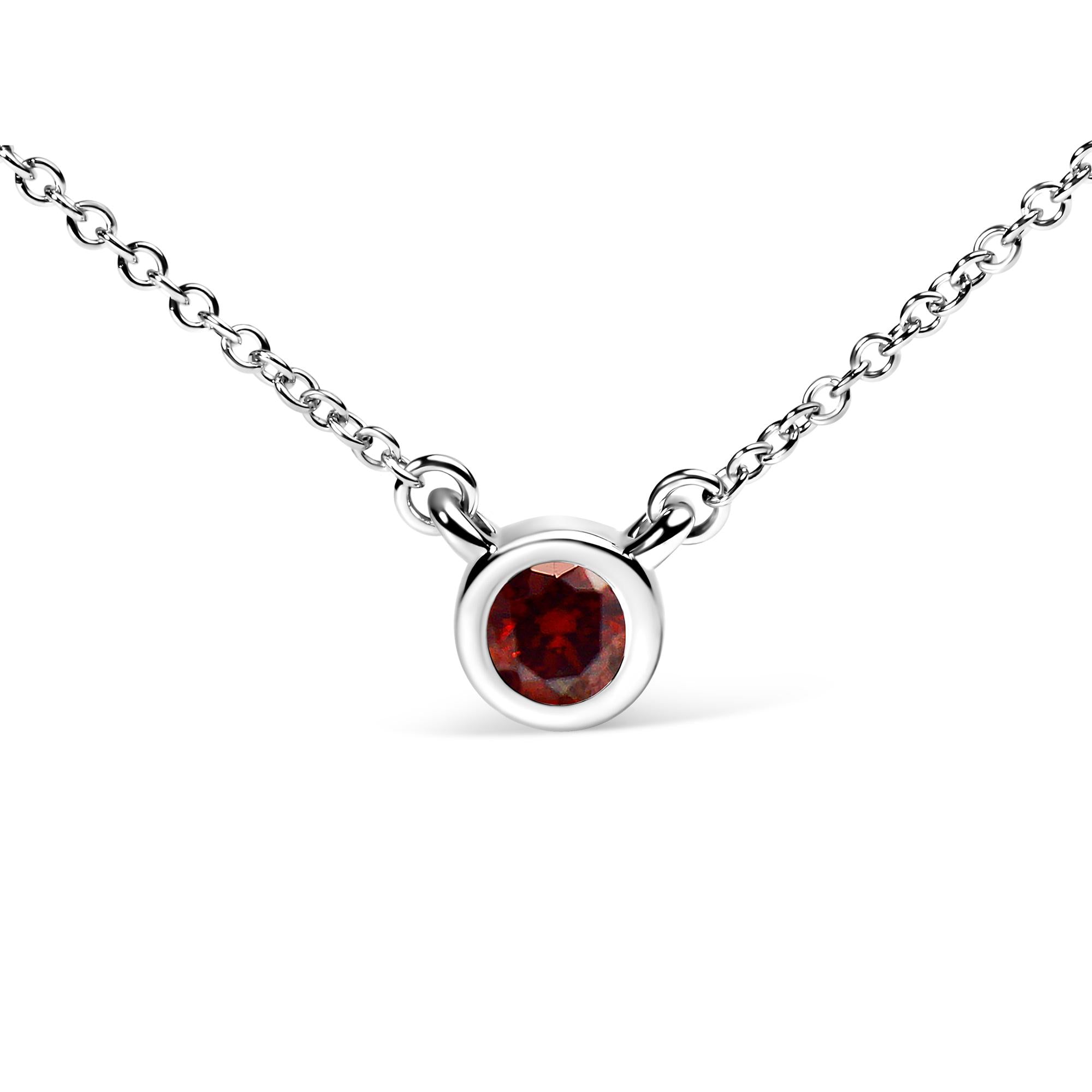 14K White Gold 1/2 Cttw Red Lab Grown Diamond Bezel-Set Solitaire 18" Pendant Necklace (Red Color, VS1-VS2 Clarity) - Friggin Jewelry