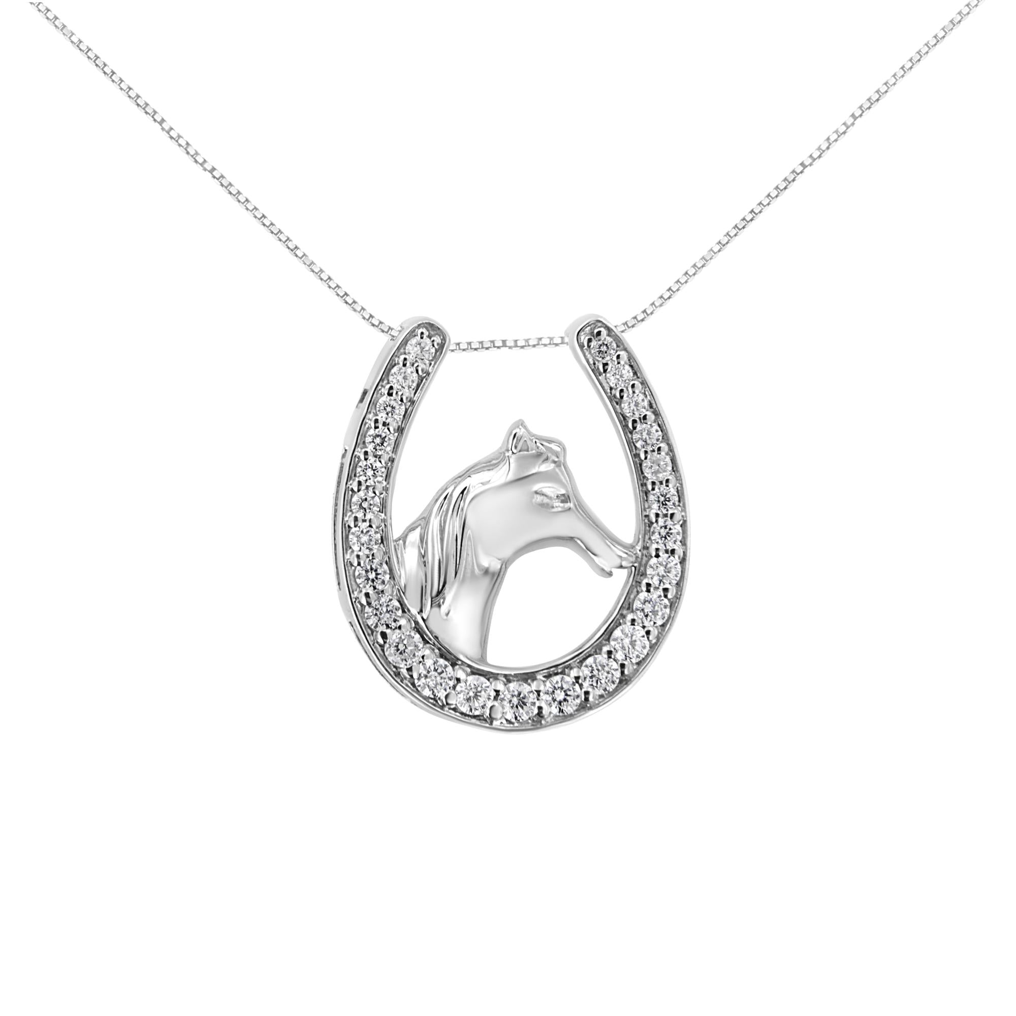 .925 Sterling Silver 1/4 cttw Diamond U Shape Pendant Necklace (I-J, I3-Promo) - Friggin Jewelry