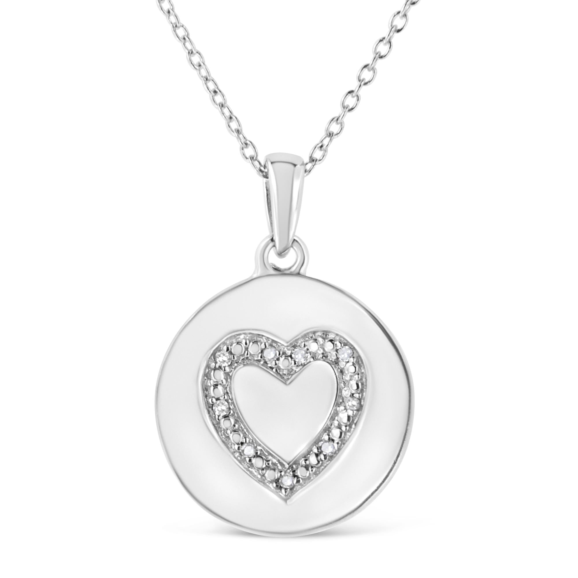 Collana con ciondolo a forma di cuore con diamanti incastonati a griffe in argento sterling 925 da 18 pollici (colore IJ, purezza I1-I2) - Friggin Jewelry