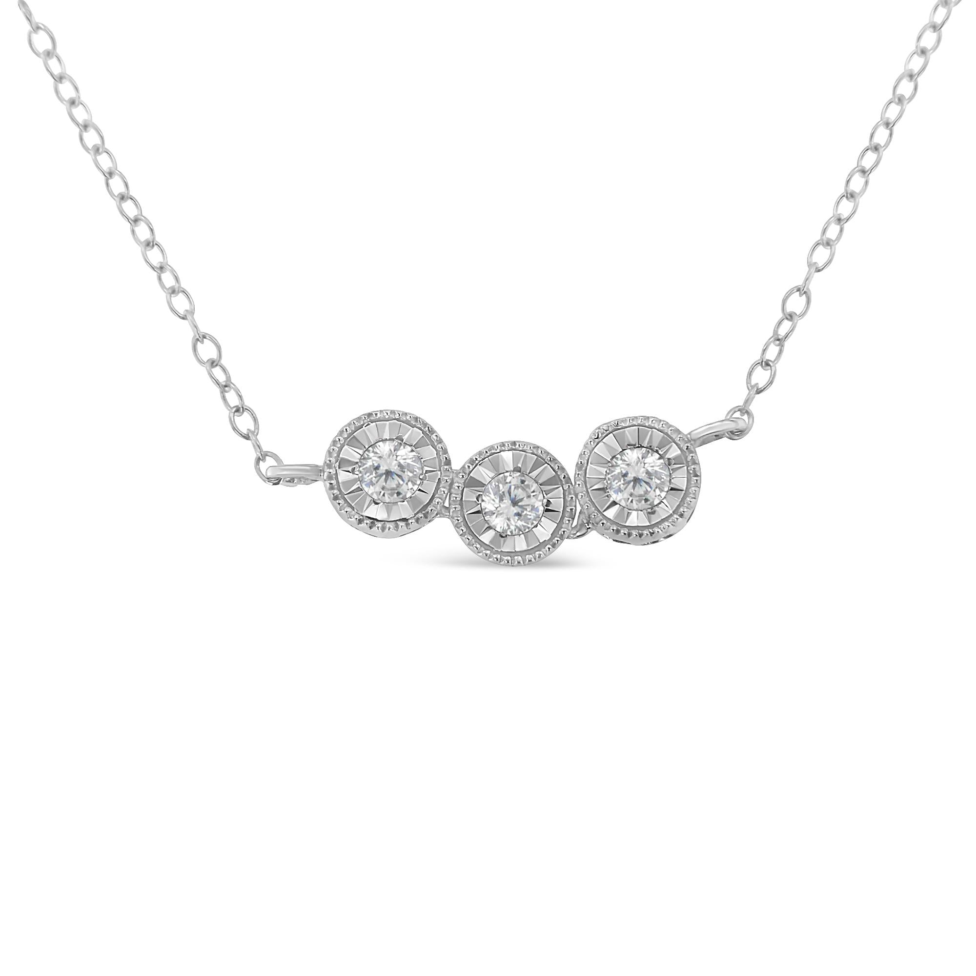 Collar con colgante de diamantes redondos en plata de ley (1/4 ct, color HI, claridad I2-I3) - Friggin Jewelry