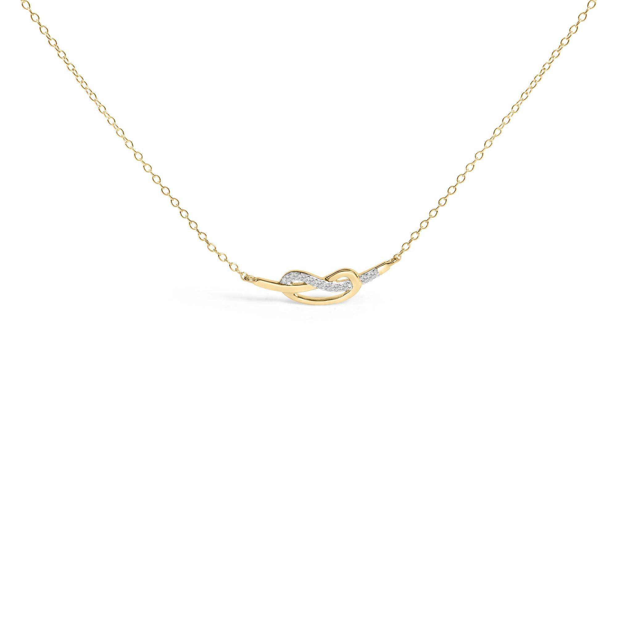 Collana con ciondolo a nastro infinito in argento sterling 925 placcato oro giallo 14 carati con diamanti (colore IJ, purezza I1-I2) - 18 pollici