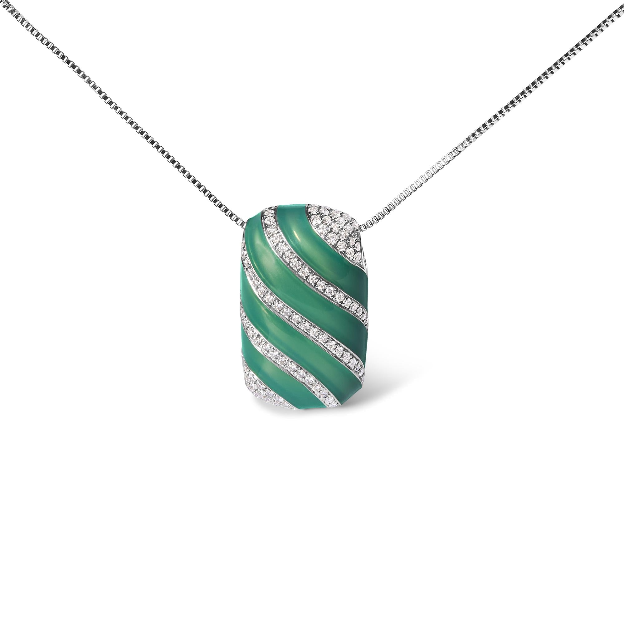 Collana con ciondolo in argento sterling 925, smalto turchese e diamante da 1/2 carati, 18 pollici (colore FG, purezza VS1-VS2) - Friggin Jewelry