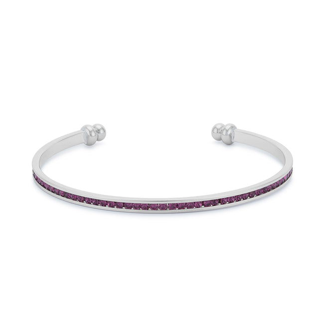 Proper Mischief Bold Line Channel-Set Amethyst Purple Cubic Zirconia Cuff - Friggin Jewelry Fashion
