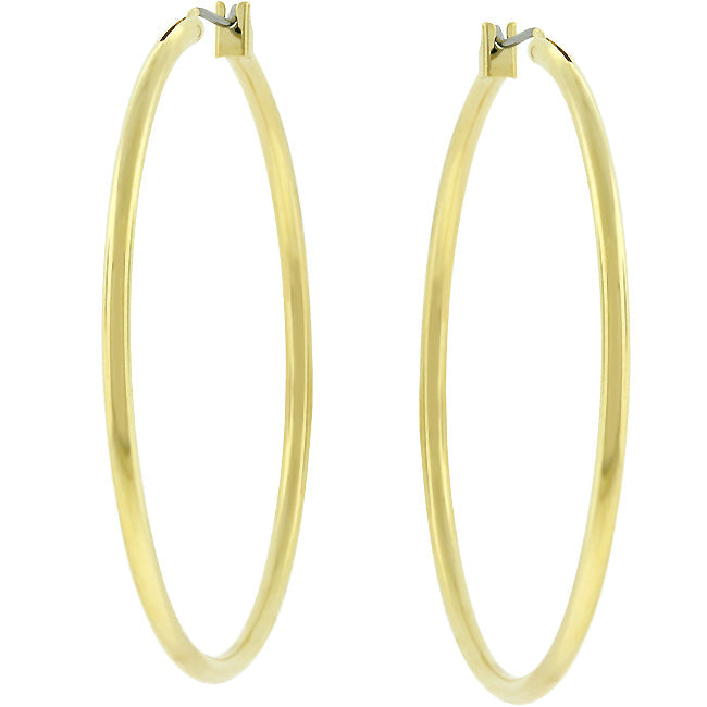 Sleek Spark Polished Line Large Golden Hoop Earrings - Friggin Jewelry Fashion