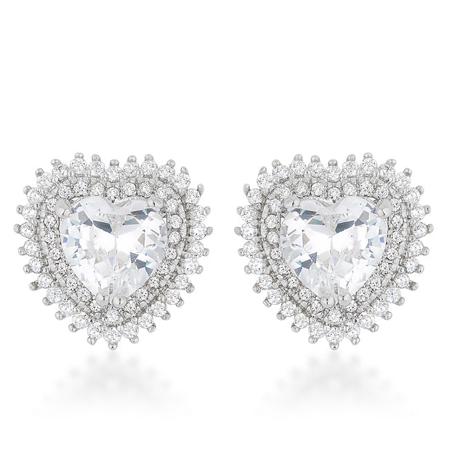 Bold Spark Pure Line Halo Heart Earrings - Friggin Jewelry Fashion