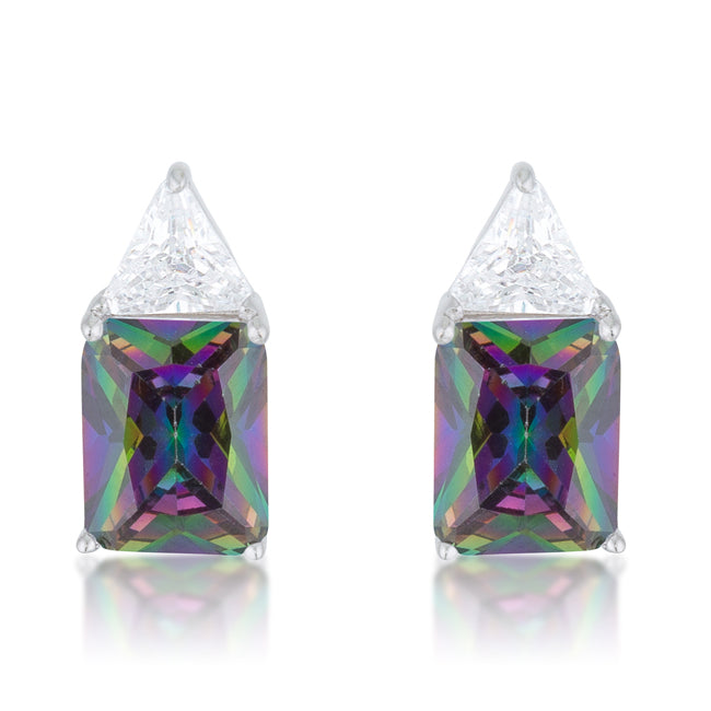 Legacy Form Studio Edit Classic Mystic Cubic Zirconia Rhodium Stud Earrings - Friggin Jewelry Fashion