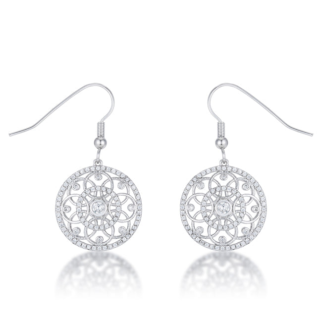 Runway Whisper Contemporary Line .95 Ct Interlocking Circle Rhodium and CZ Earrings - Friggin Jewelry Fashion