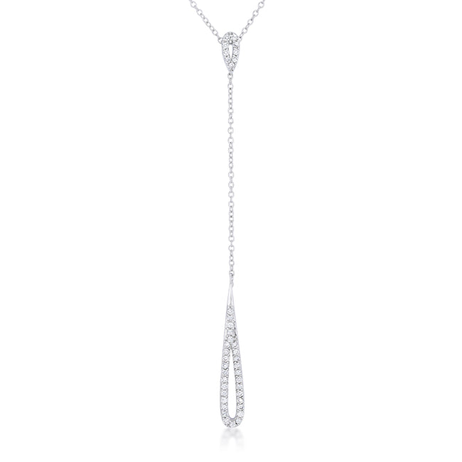 Daily Luxe Classic Edit Chrisette 0.4ct CZ Rhodium Classic Drop Lariat Necklace - Friggin Jewelry Fashion
