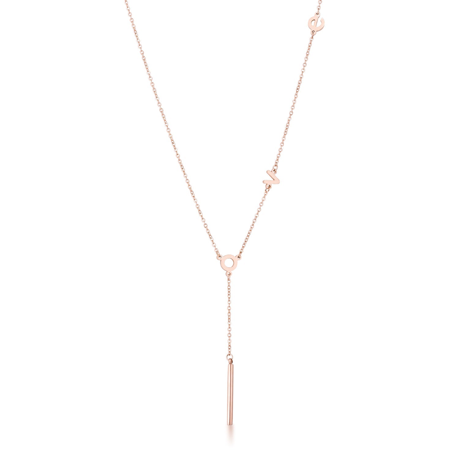 Everyday Edge Signature Icon Stainless Steel Rose Goldtone LOVE Necklace - Friggin Jewelry Fashion