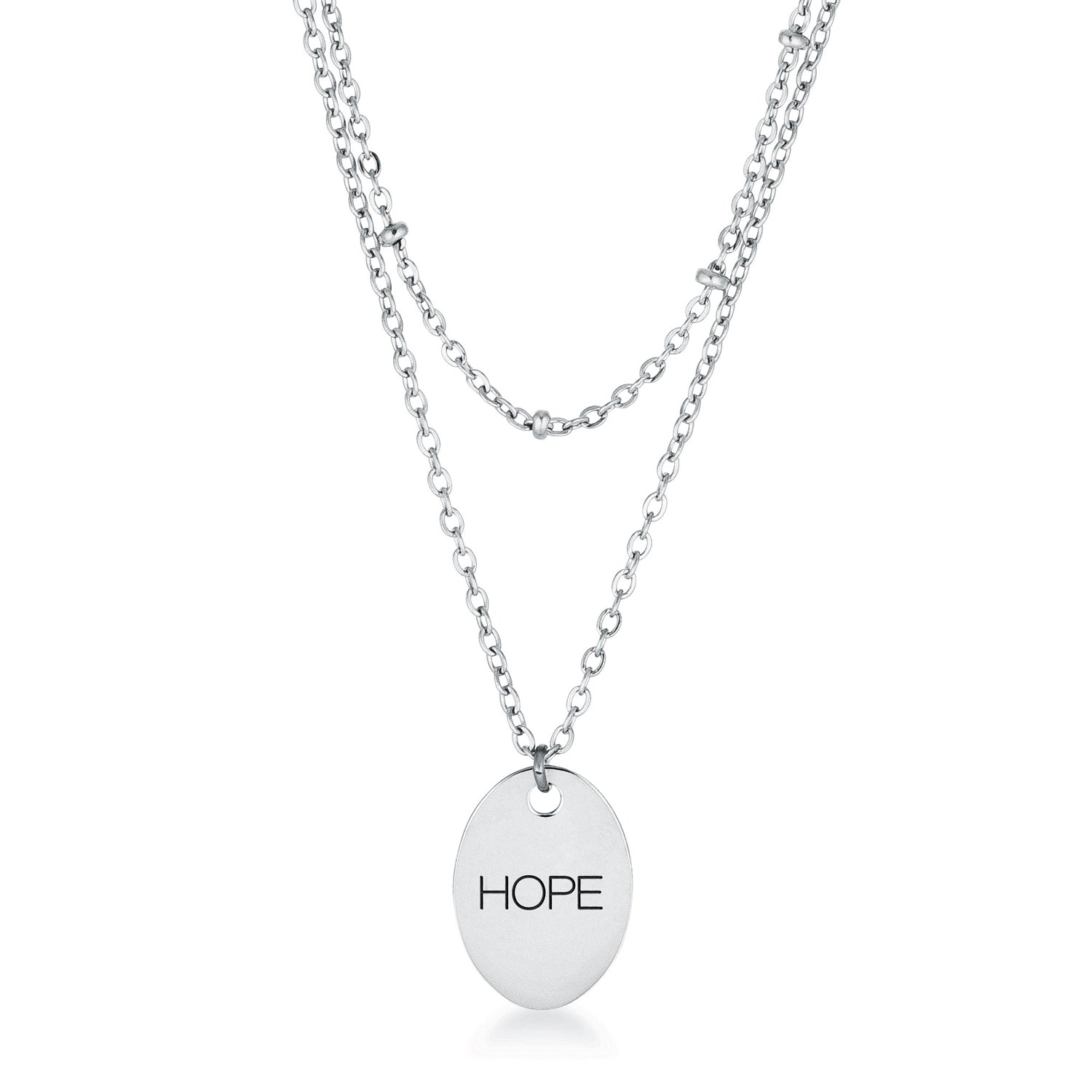 Desired Whisper Couture Line Stainless Steel Double Chain HOPE Necklace - Friggin Jewelry Fashion