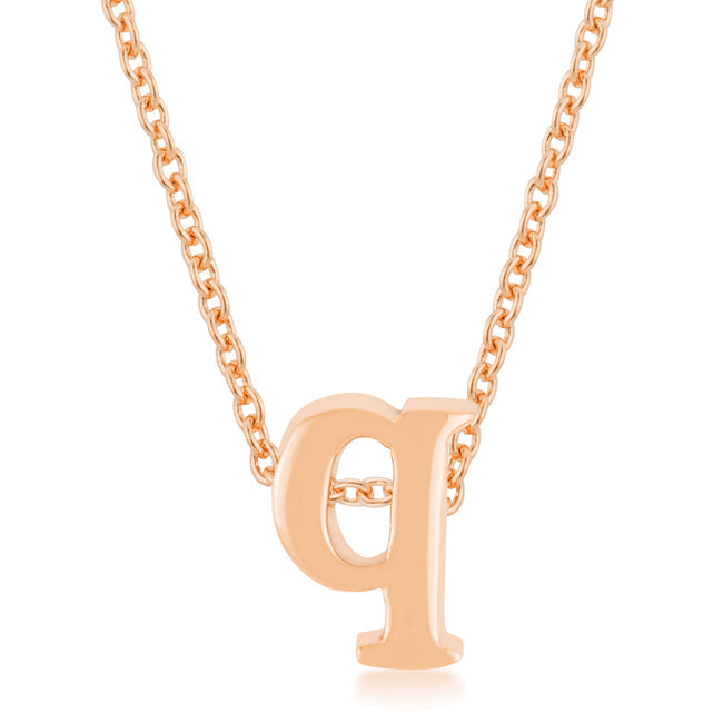 Refined Obsession Modern Edit Rose Gold Finish Intiial Q Pendant - Friggin Jewelry Fashion