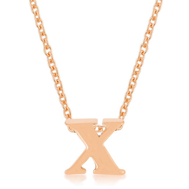 Coveted Spark Signature Edit Rose Gold Finish Initial X Pendant - Friggin Jewelry Fashion