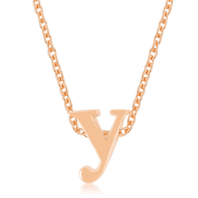 Couture Whisper Signature Line Rose Gold Finish Initial Y Pendant - Friggin Jewelry Fashion