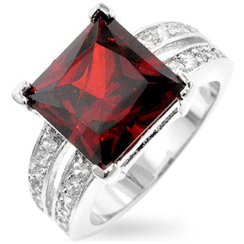Sleek Heritage Signature Line Garnet Princess Ring - Friggin Jewelry Fashion
