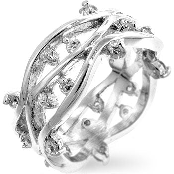 Essential Spark Refined Edit Rhodium Plated Zircon Vines Ring - Friggin Jewelry Fashion