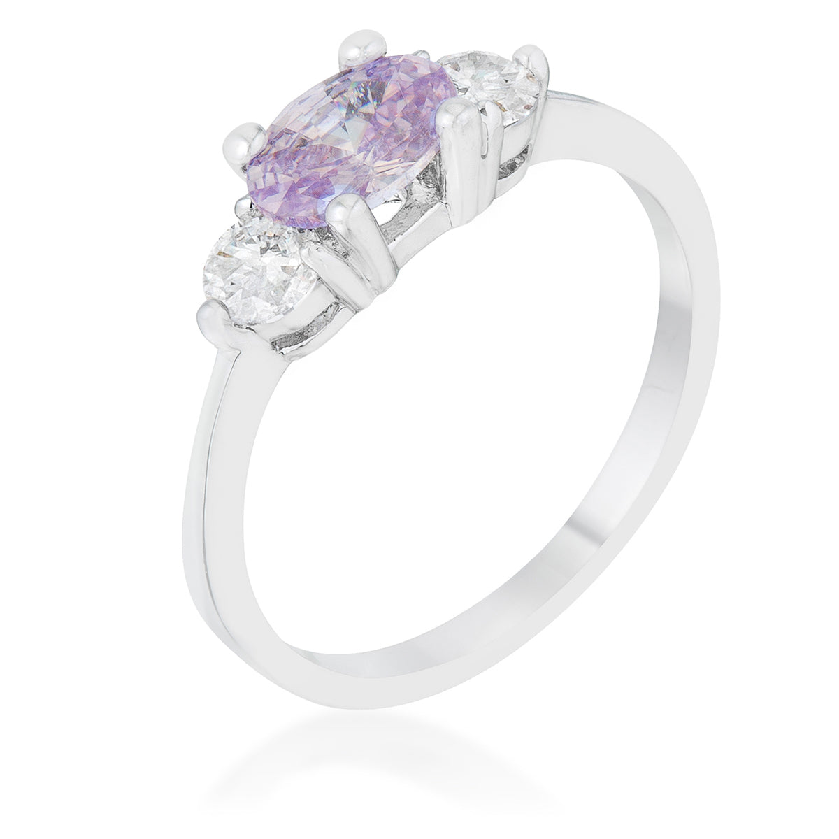 Effortless Charm Daily Icon Miranna 1.2ct Lavender CZ Rhodium Classic Oval Ring - Friggin Jewelry Fashion