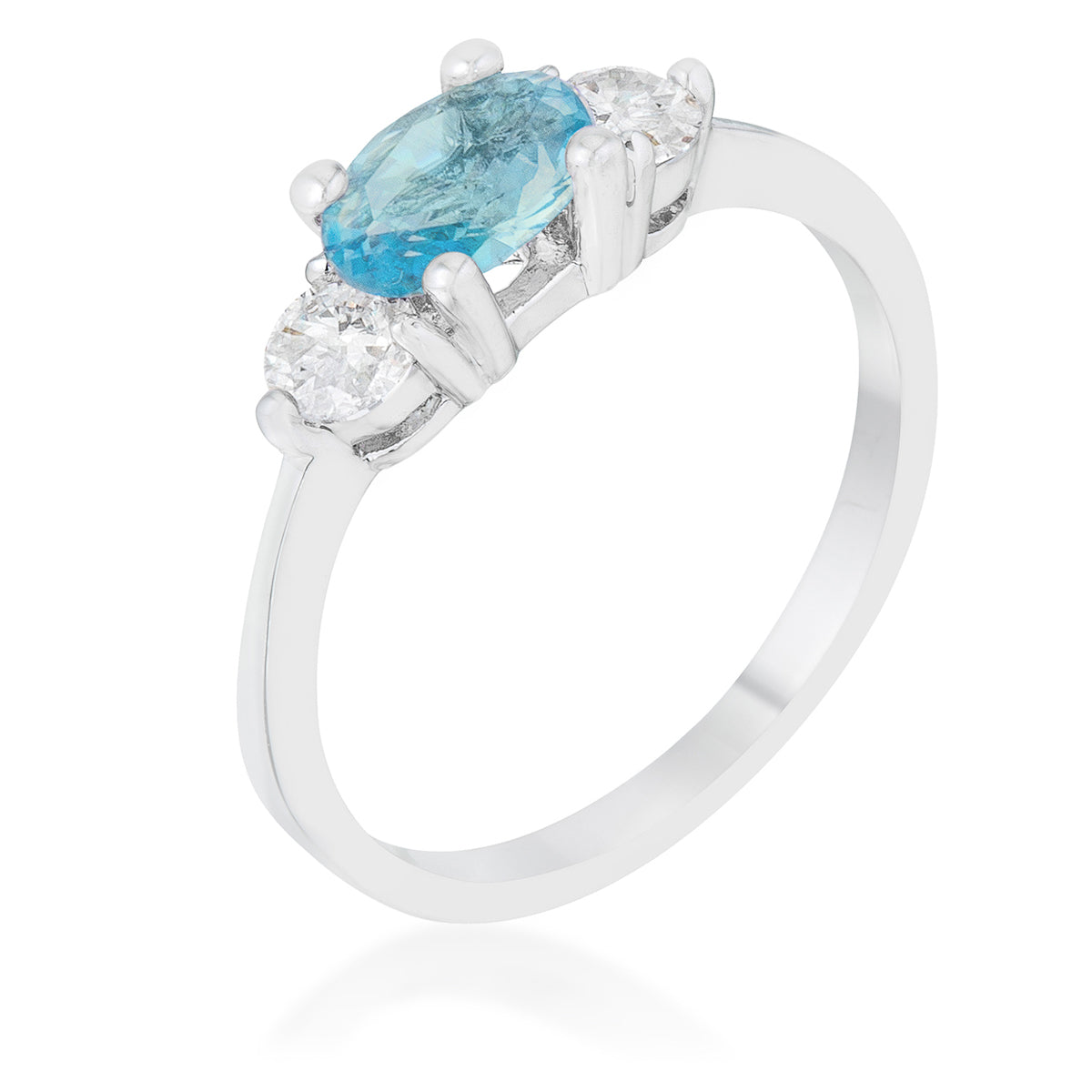 Sleek Heritage Signature Line Miranna 1.2ct Blue Topaz CZ Rhodium Classic Oval Ring - Friggin Jewelry Fashion