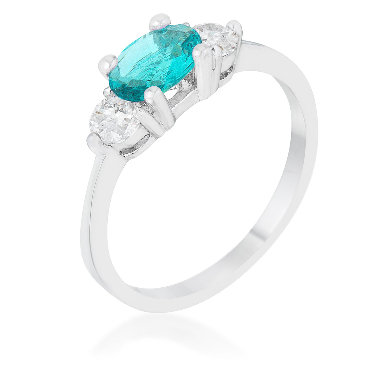 Signature Whisper Sleek Line Mariah 1.2ct CZ Rhodium Aqua Simple Classic Ring - Friggin Jewelry Fashion