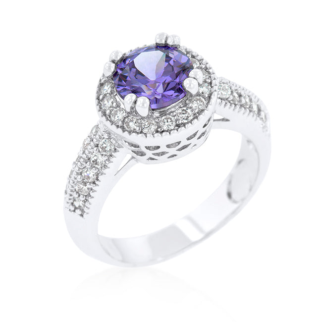 Tempting Edge Couture Line Dark Purple Halo Engagement Ring - Friggin Jewelry Fashion