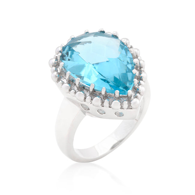 Refined Obsession Modern Edit Solitaire Blue Topaz Cocktail Ring - Friggin Jewelry Fashion