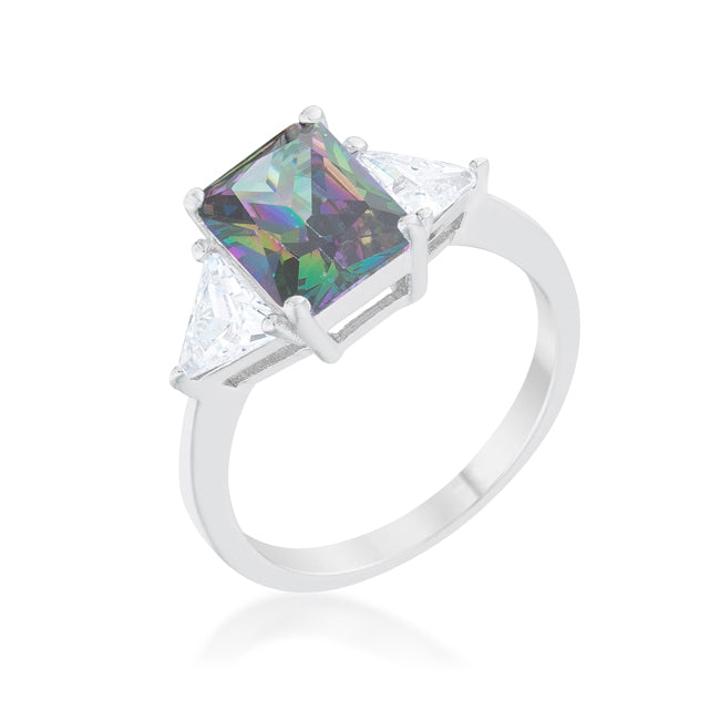 Classic Line Sculpted Edit Classic Mystic Rhodium Engagement Ring - Friggin Jewelry Fashion