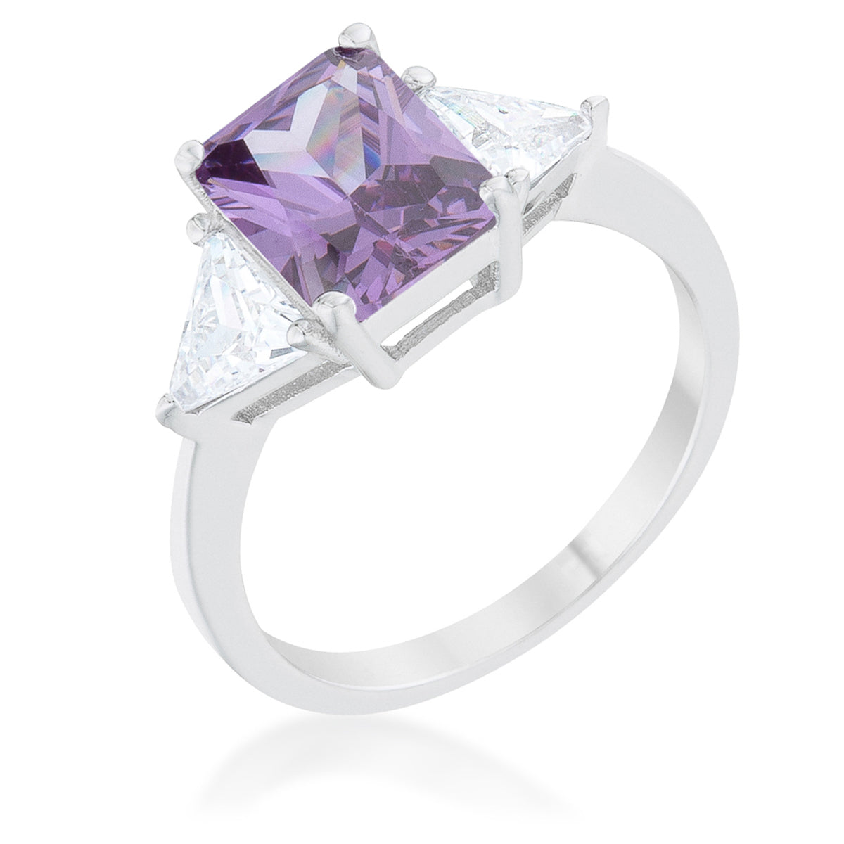 Seductive Detail Icon Series Classic Amethyst Rhodium Engagement Ring - Friggin Jewelry Fashion