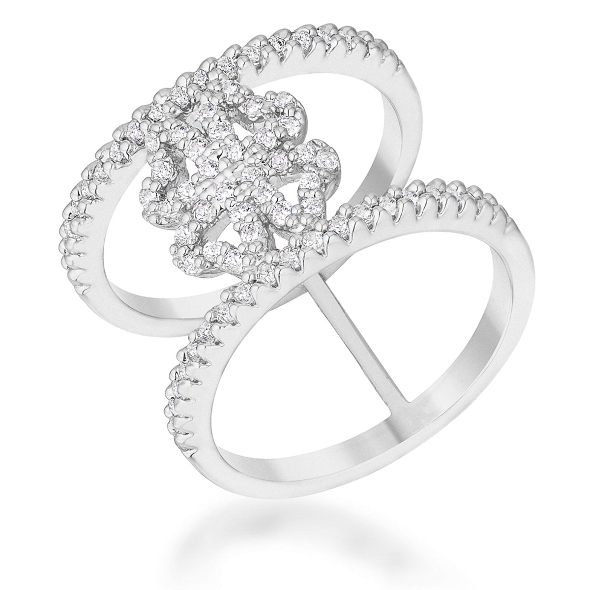 Proper Classic Everyday Edit Lauren 0.4ct CZ Rhodium Delicate Clover Wrap Ring - Friggin Jewelry Fashion