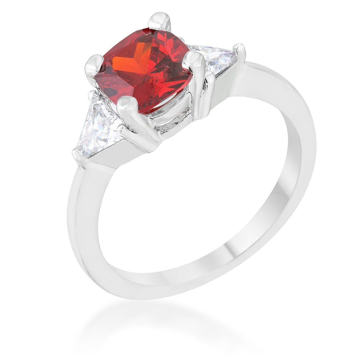 Modern Spark Heritage Edit Shonda 1.8ct Ruby CZ Rhodium Cushion Classic Statement Ring - Friggin Jewelry Fashion