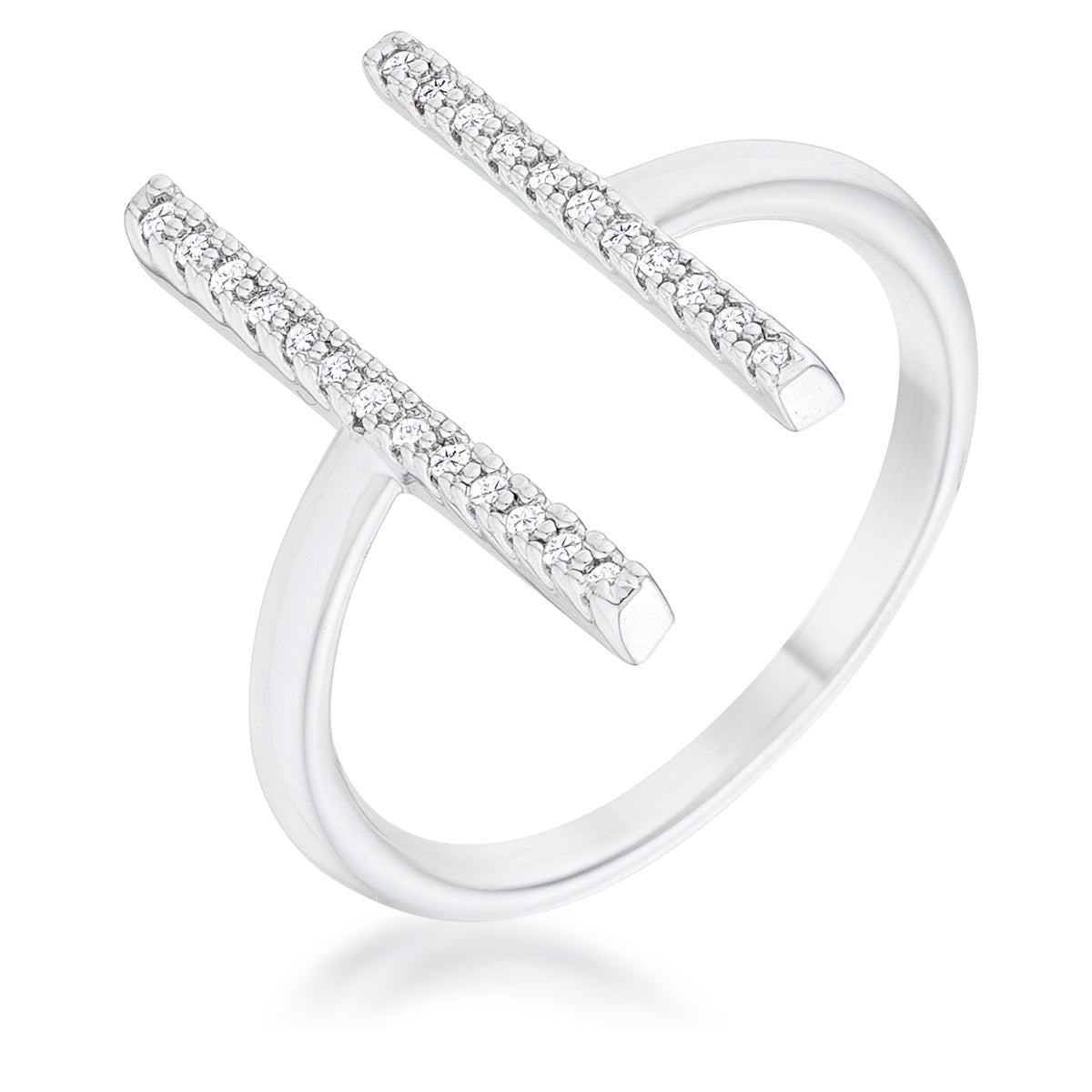 Legacy Form Studio Edit Sharna 12ct CZ Rhodium Parallel Contemporary Ring - Friggin Jewelry Fashion