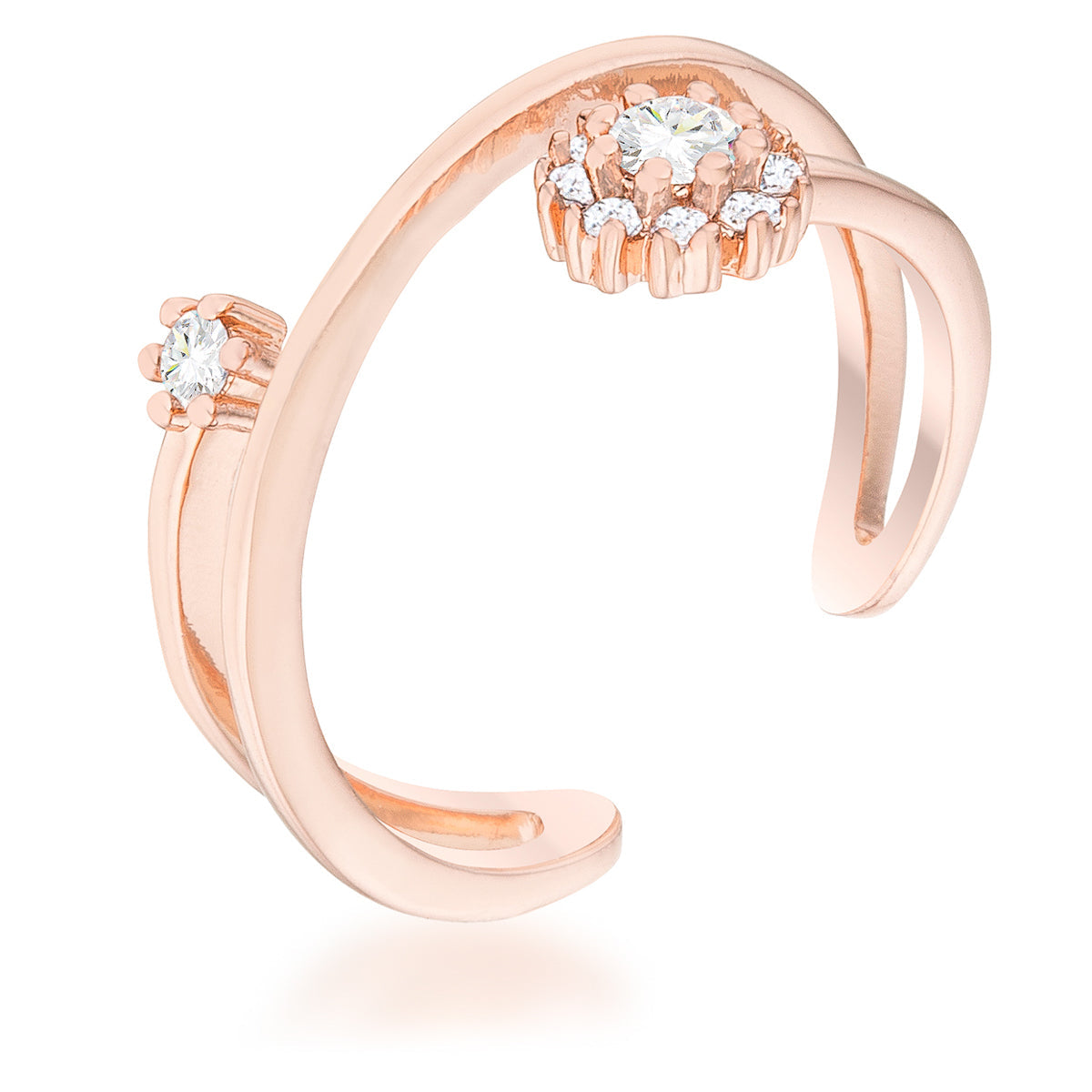 Twilight Drama Icon Series Krista 0.25ct CZ Rose Gold Abstract Wrap Ring - Friggin Jewelry Fashion