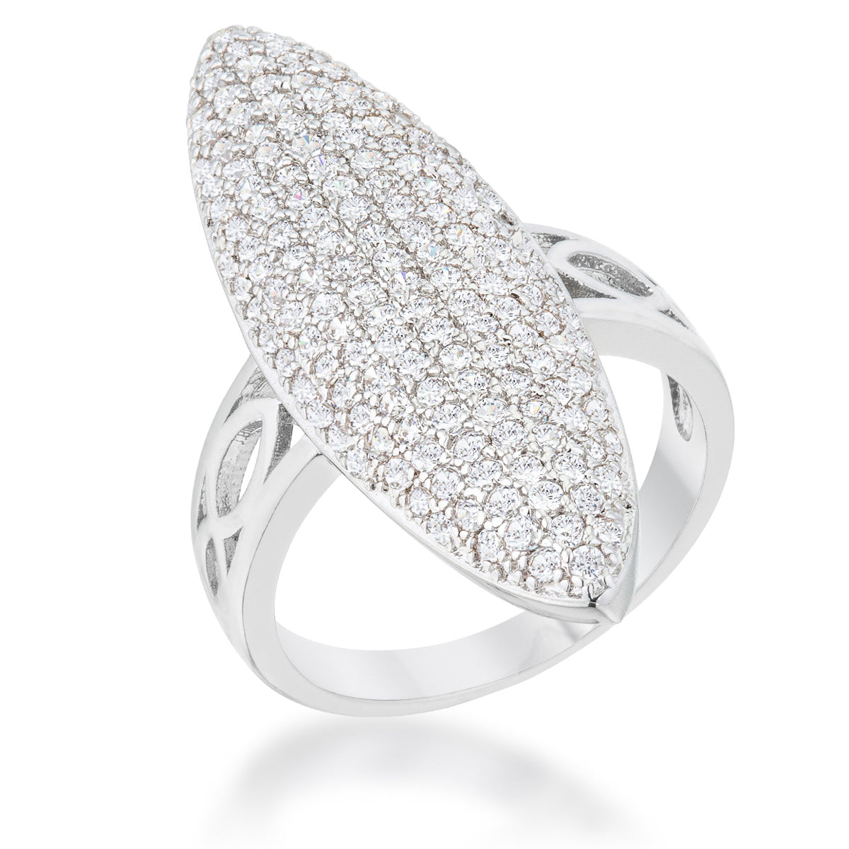 Clever Spark Modern Line Bella 2.3ct CZ Rhodium Contemporary Cocktail Ring - Friggin Jewelry Fashion